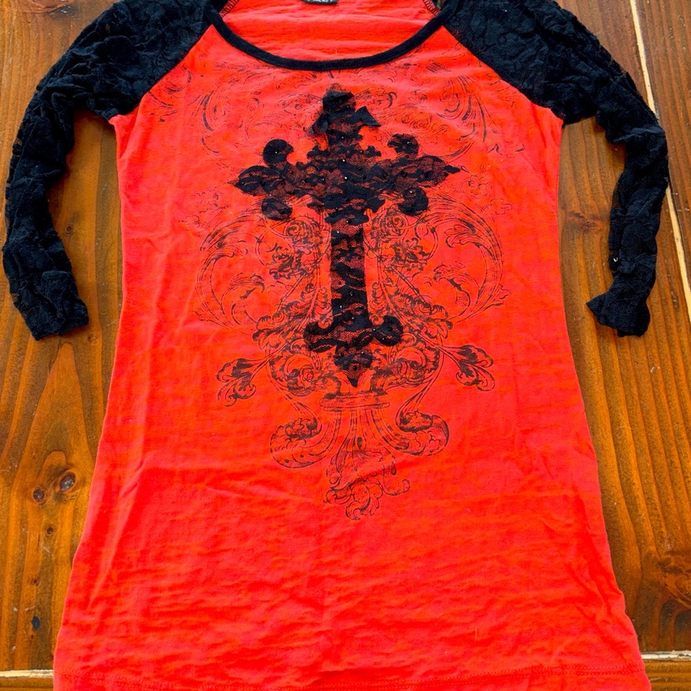 Daytrip Red and Black Long Sleeve Top